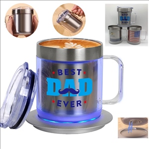 Heated Stainless Steel Charging Double Walled Coffee Tumbler Mug Set